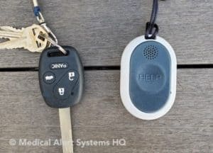 Bay Alarm Medical GPS size compare with key sizes